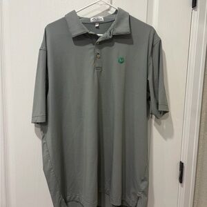 Peter Millar Grey stripe Polo with Subtle Crest